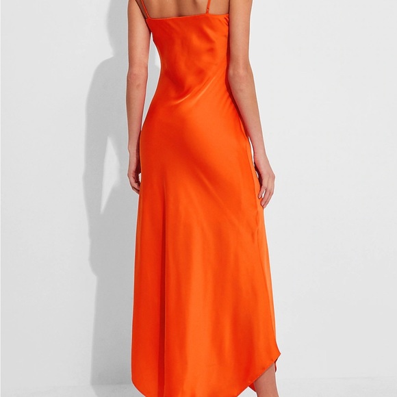 Express Satin Cowl Neck Asymmetrical Hem Maxi Slip Dress NWT - Picture 3 of 9